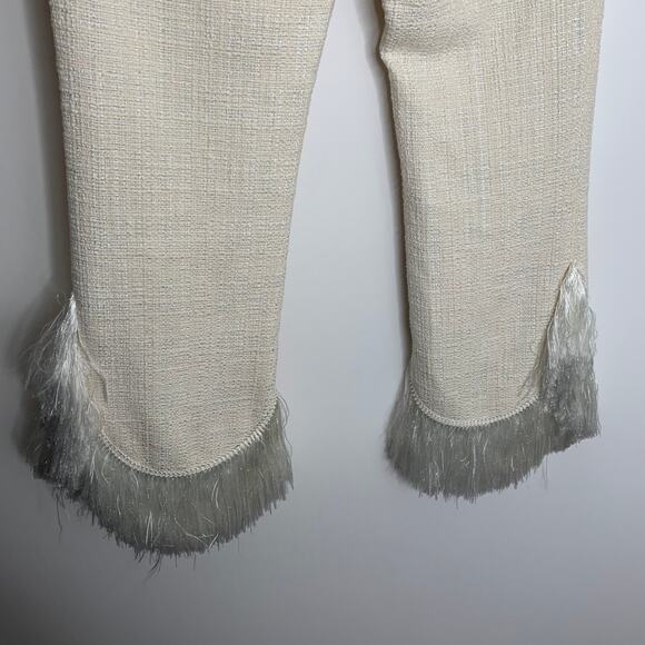 Alexis Ivory Fringed Tatum Tweed Wide Leg Pants Womens Small - Picture 4 of 16